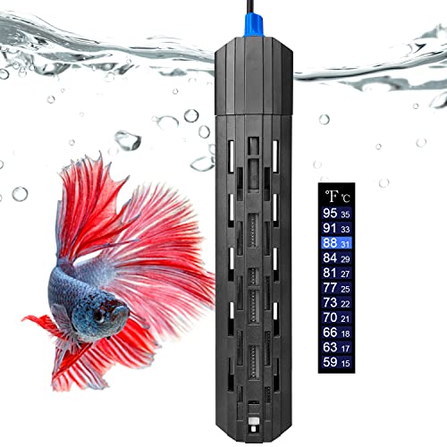 WELOMELO 300W / 500W Submersible Fish Tank Heating Rod, Temperature Adjustable Fish Tank Heating Rod/Ultra Short Fish Tank Heating Rod with 2 Suction Cups-500W