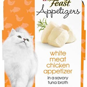 Purina Purely Fancy Feast Appetizers Cat Treats Flavor Variety Sampler Bundle of 12 Containers, (1.1 Ounces Each) with a Bundle a Plastic Noisy Cat Toy Ball and WMB's Sticker.