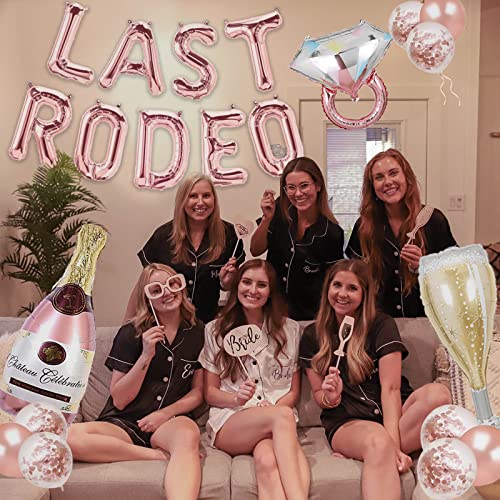 Western Last Rodeo Bachelorette Party Decorations, Cowgirl Last Rodeo Balloons Banner, Rose Gold Fringe Curtains Ring Balloons for Bride to Be/Final Rodeo/Bridal Shower Party Decorations Supplies-Wild West