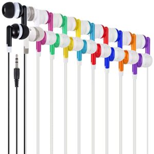 wjjitan bulk earbuds headphones 100 pack multi colored for kids, classroom students school wholesale earbuds earphones for children teachers adults teens individually bagged（100mixed）