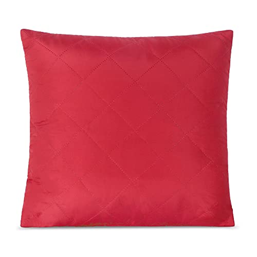 Pretty House Throw Pillow Filled Cushions, Set of 2 Light Weight Red Throw Cushions, 16 x 16 inches Decorative Throw Pillow for Couch/Bed, Soft Aesthetic Pillows with Quilted Fabric