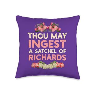 thou may ingest a satchel of richards vintage vintage thou may ingest a satchel of richards throw pillow, 16x16, multicolor