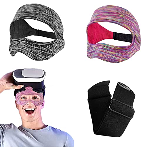 PORPUR 2PCS Home VR Eye Mask Accessory Adjustable Breathable Sweat Band Elastic Face Cover for Oculus Quest 2, HTC Vive, PS, Gear, VR Workouts Supernatual with Virtual Reality Headsets