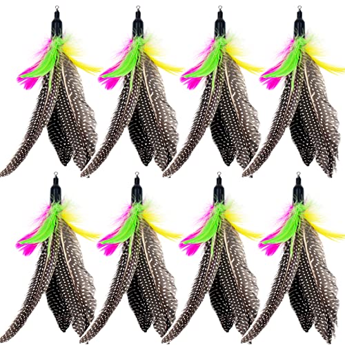 TIENAILING Cat Feather Toys Replacement Cat Wand Feathers Refill, 8 PCS Handmade Natural Da Bird Feather Refills, Cat Wand Replacement Feathers for Cat Toys