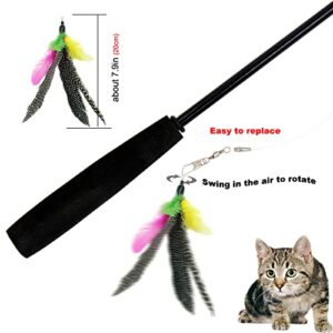 TIENAILING Cat Feather Toys Replacement Cat Wand Feathers Refill, 8 PCS Handmade Natural Da Bird Feather Refills, Cat Wand Replacement Feathers for Cat Toys