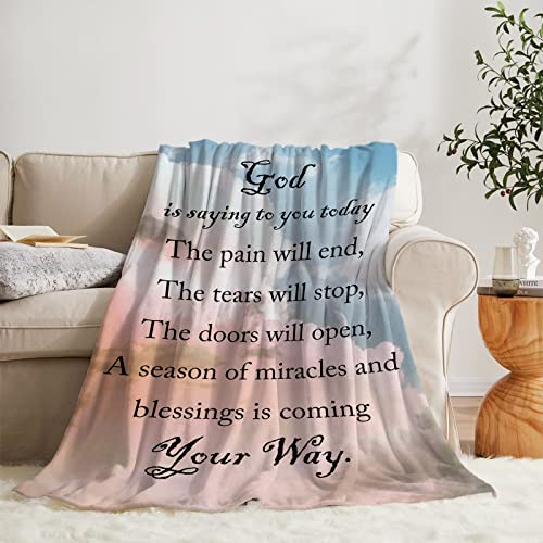 Bible Verse Blanket Christian Gifts for Women Prayer Throw Blanket with Inspirational Thought Religious Spiritual Catholic Gifts for Women Get Well Soon Gifts for Women Healing Blanket 60"x50"