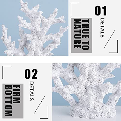 kathson Artificial Coral Ornament Resin Coral Decor for Fish Tank Underwater Sea Plants Decorations Aquarium Landscape (White)