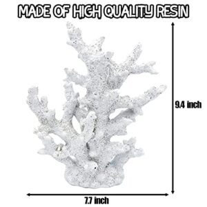 kathson Artificial Coral Ornament Resin Coral Decor for Fish Tank Underwater Sea Plants Decorations Aquarium Landscape (White)