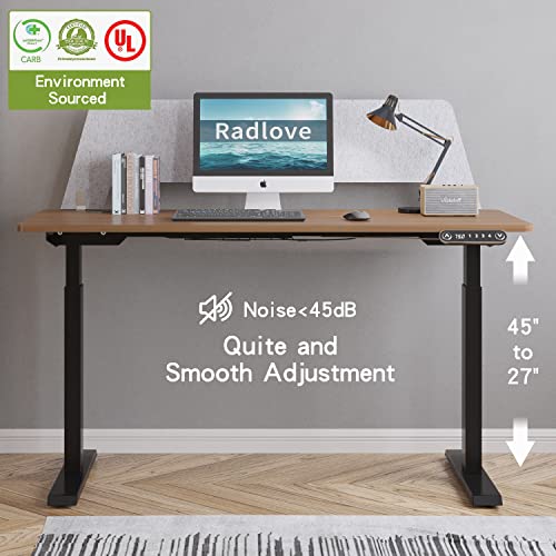 Radlove Dual Motor Electric Height Adjustable Standing Desk, 59 x 30 Inches Desk Whole-Piece Desk Board Electric Sit Stand Desk Home Office Table Ergonomic Desk