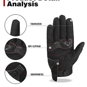 Motorcycle Gloves Touchscreen Motorbike Riding Gloves for Men and Women with Soft Knuckle Protective Gear for Powersports,Red XX-Large