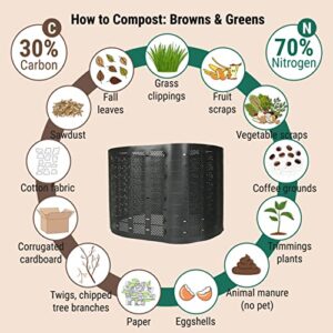 SIMPO 300 Gallon Composter Expandable Backyard Outdoor Compost Bin Easy Setup Large Capacity High Efficiency Fast Compost Maker (300 Gallons)