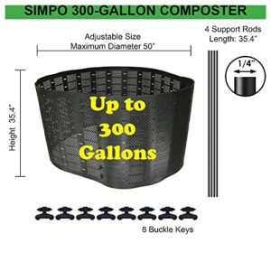 SIMPO 300 Gallon Composter Expandable Backyard Outdoor Compost Bin Easy Setup Large Capacity High Efficiency Fast Compost Maker (300 Gallons)