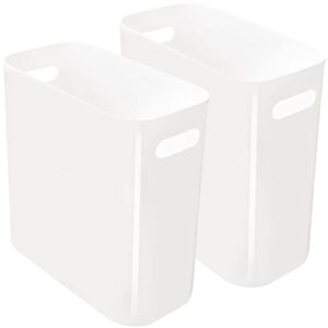youngever 2 pack 3 gallon slim trash can, plastic garbage container bin, trash bin with handles for home office, living room, study room, kitchen, bathroom (white)