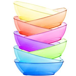 youngever 8 pack 80 ounce luau plastic mixing and serving bowls, popcorn bowls, salad bowls, chip and dip serving bowls, set of 8 (rainbow)
