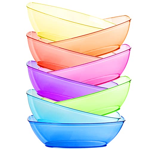 Youngever 8 Pack 80 Ounce Luau Plastic Mixing and Serving Bowls, Popcorn Bowls, Salad Bowls, Chip and Dip Serving Bowls, Set of 8 (Rainbow)