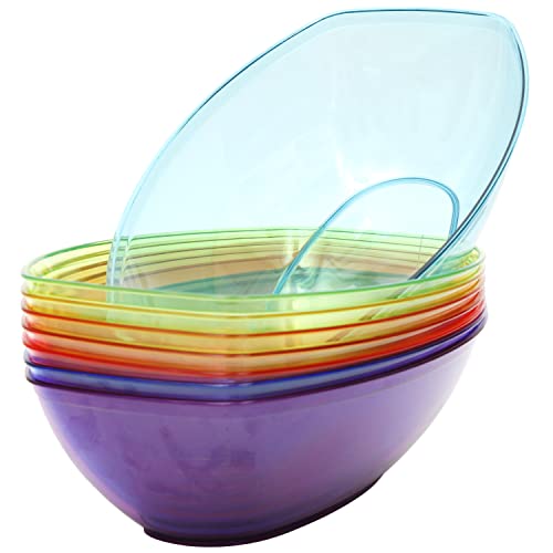 Youngever 8 Pack 80 Ounce Luau Plastic Mixing and Serving Bowls, Popcorn Bowls, Salad Bowls, Chip and Dip Serving Bowls, Set of 8 (Rainbow)