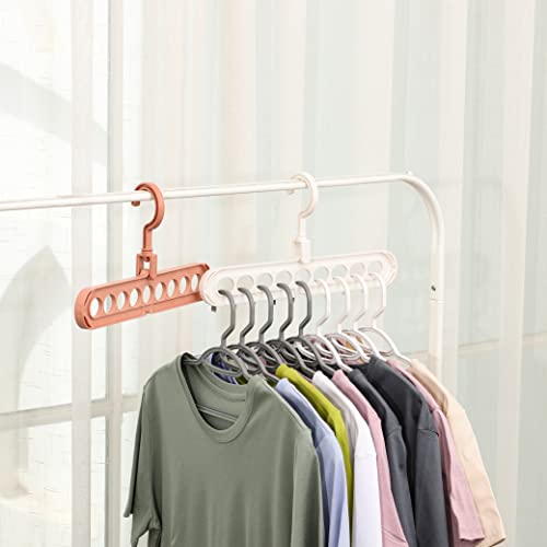 White Magic Hangers Space Saving Clothes Hangers,Closet Organizers and Storage,Smart Space Saver Sturdy Plastic Hangers with 9 Holes for Heavy Clothes,College Dorm Room Essentials for Wardrobe 5 Pack