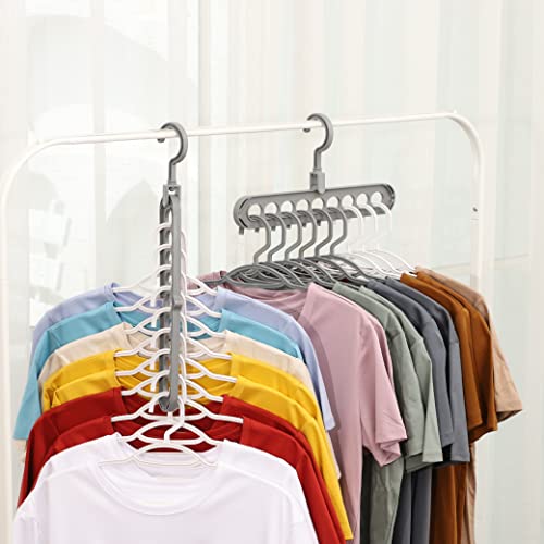 Grey Magic Hangers Space Saving Clothes Hangers,Closet Organizers and Storage,Smart Space Saver Sturdy Plastic Hangers with 9 Holes for Heavy Clothes,College Dorm Room Essentials for Wardrobe 20 Pack