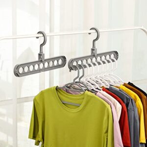 Grey Magic Hangers Space Saving Clothes Hangers,Closet Organizers and Storage,Smart Space Saver Sturdy Plastic Hangers with 9 Holes for Heavy Clothes,College Dorm Room Essentials for Wardrobe 20 Pack