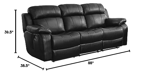 Lexicon Odeum Manual Double Reclining Sofa, Black