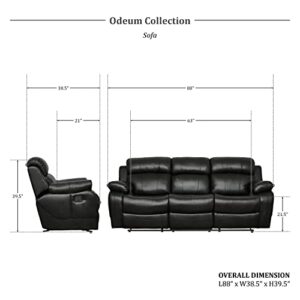 Lexicon Odeum Manual Double Reclining Sofa, Black