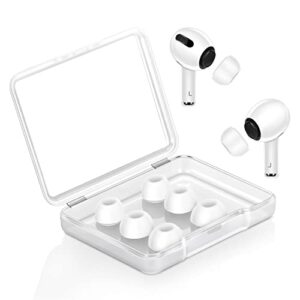 [3 pairs] pious airpods pro silicone replacement ear tips for airpods pro accessories with a portable storage box and fit the charging case (white s/m/l)