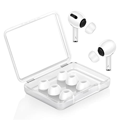 [3 Pairs] Pious AirPods Pro Silicone Replacement Ear Tips for AirPods Pro Accessories with a Portable Storage Box and fit The Charging case (White S/M/L)