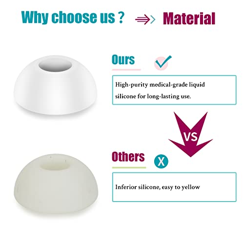 [3 Pairs] Pious AirPods Pro Silicone Replacement Ear Tips for AirPods Pro Accessories with a Portable Storage Box and fit The Charging case (White S/M/L)