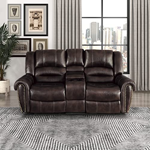 Lexicon Jacaranda Manual Double Glider Reclining Loveseat, Brown