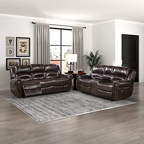 Lexicon Jacaranda Manual Double Glider Reclining Loveseat, Brown