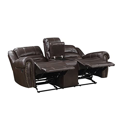 Lexicon Jacaranda Manual Double Glider Reclining Loveseat, Brown