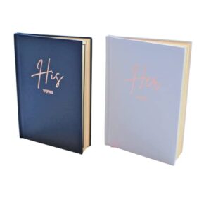 Wedding Vow Books His and Hers- Vow Books, Set with Wedding Cards for Parents, Vow Books for Wedding, Hardcover Rose Gold Foil & Gilded Edges, 13.97 X10.16 CM 40 Pages, 2 pcs Navy Blue White