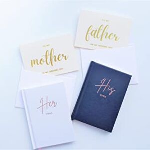 Wedding Vow Books His and Hers- Vow Books, Set with Wedding Cards for Parents, Vow Books for Wedding, Hardcover Rose Gold Foil & Gilded Edges, 13.97 X10.16 CM 40 Pages, 2 pcs Navy Blue White