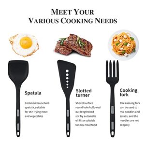 KONOLL Silicone Spatula Set for Nonstick Cookware, Cooking Fork to Stir Mix Mash, Kitchen Utensils Set - 460°F Heat Resistant, 3pcs Green Flexible Kitchen Slotted Spatula, Dishwasher Safe