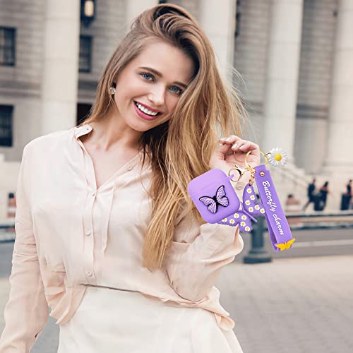 Compatible with Airpods 2nd & 1st Generation Case Cover Cute, Silicone Airpod Case with Keychain Butterfly, Kawaii Apple Airpod Cases Gen 2 1 for Women Girls, Protective Accessories, Purple