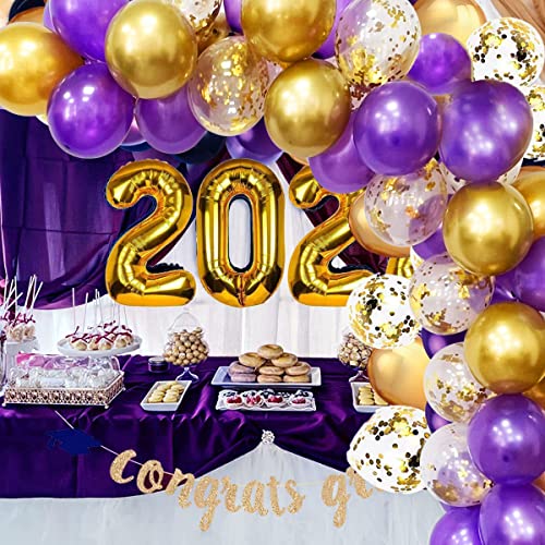 Graduation Party Decorations Purple Gold NYU 2023 Purple Gold Balloons Birthday Party Decorations Women Purple Gold/Class of 2023 Graduation Party Supplies/ISU Balloons 45pcs Wedding