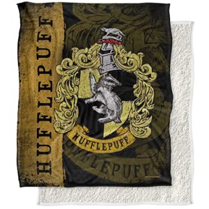 Harry Potter Blanket, 50"x60" Harry Potter House Crest Hufflepuff Silky Touch Sherpa Back Super Soft Throw Blanket