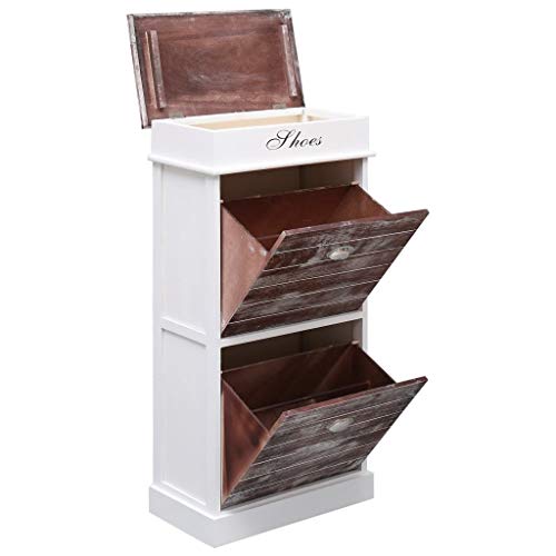 Shoe Cabinet Storage File Rack Organizer for Filing Kitchen Bathroom Toilet Pantry Corner Home Holder Shelf Outdoor Indoor Wall Garage Lock Brown 19.7"x11"x38.6" Paulownia Wood