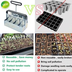 Soil Block Maker Upgraded 8PCS 2in Manual Seed Blocker with Comfort-Grip Handle Soil Blocking for Seed Start Garden Soil Potting Soil for Outdoor Plants Used Repeatedly (7.7in*4in)