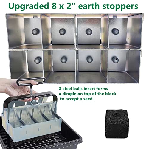 Soil Block Maker Upgraded 8PCS 2in Manual Seed Blocker with Comfort-Grip Handle Soil Blocking for Seed Start Garden Soil Potting Soil for Outdoor Plants Used Repeatedly (7.7in*4in)