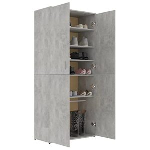 Shoe Cabinet Storage File Rack Organizer for Filing Kitchen Bathroom Toilet Pantry Corner Home Holder Shelf Outdoor Indoor Wall Garage Lock Concrete Gray 31.5"x15.4"x70.1" Chipboard