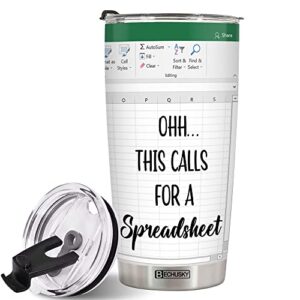 BECHUSKY Accountant Gifts Spreadsheet Tumbler, Accountant Gifts Spreadsheet For Boss Tumbler 20OZ - Gifts Coffee Mug For CPA Nerd Family Men Women Coworker Christmas