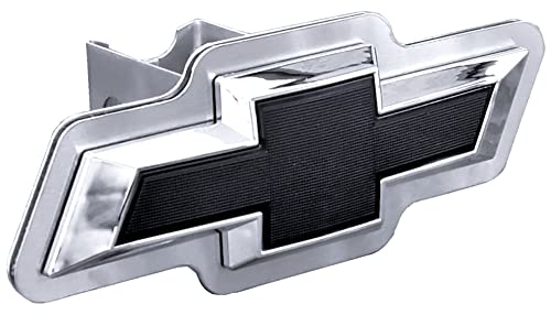 Au-Tomotive Gold, Inc. Class III Trailer Hitch Plug for Chevrolet Black Logo (Chrome on Brushed)