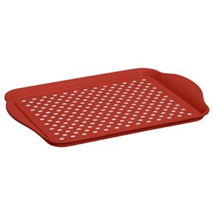 oggi anti slip serving tray with handles- red rectangle tray - ideal tray for eating, breakfast tray, food tray, appetizer tray, serving, 5504.2, 17.5x11.5''