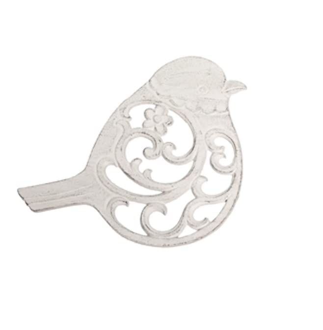 White Cast Iron Bird Shaped Trivet , 8.27 inch Dia