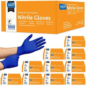 inspire nitrile exam gloves | the original quality stretch nitrile, cobalt blue | 4.5 gloves disposable latex free medical emt (medium (pack of 1000), case of 1000)