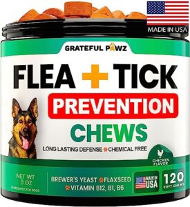 flea and tick prevention for dogs chewables - natural dog flea & tick control supplement - flea and tick chews for dogs - oral flea pills for dogs - all breeds and ages - soft tablets - made in usa