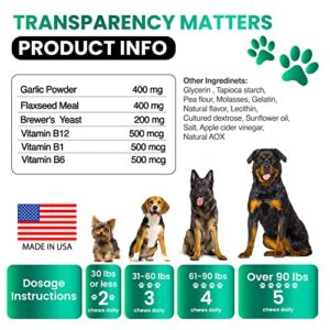 Flea and Tick Prevention for Dogs Chewables - Natural Dog Flea & Tick Control Supplement - Flea and Tick Chews for Dogs - Oral Flea Pills for Dogs - All Breeds and Ages - Soft Tablets - Made in USA