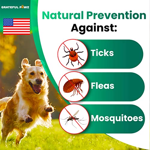 Flea and Tick Prevention for Dogs Chewables - Natural Dog Flea & Tick Control Supplement - Flea and Tick Chews for Dogs - Oral Flea Pills for Dogs - All Breeds and Ages - Soft Tablets - Made in USA