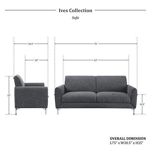 Lexicon Ives Living Room Sofa, Gray